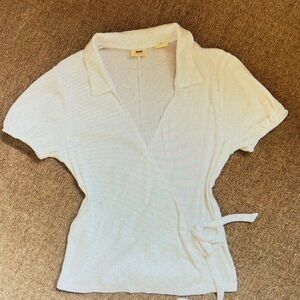 Levi's Cream Women's Blouse with Tie Waist